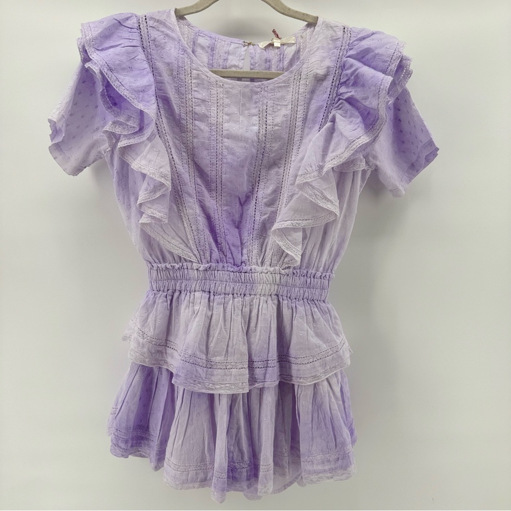 NWT Love Shack Fancy Natasha mini dress SzP ruffles feminine lace cottagecore - Picture 2 of 15